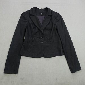 IZ Byer California Blazer Womens Large Gray Plaid Fitted Stretch Jacket Career